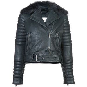 The Arrivals Leather Rainier Jacket with Removable Shearling Collar